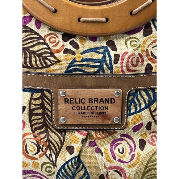 Relic Brand Collection Floral Handbag Canvas Wood Summer Crossbody Festive - Picture 10 of 10